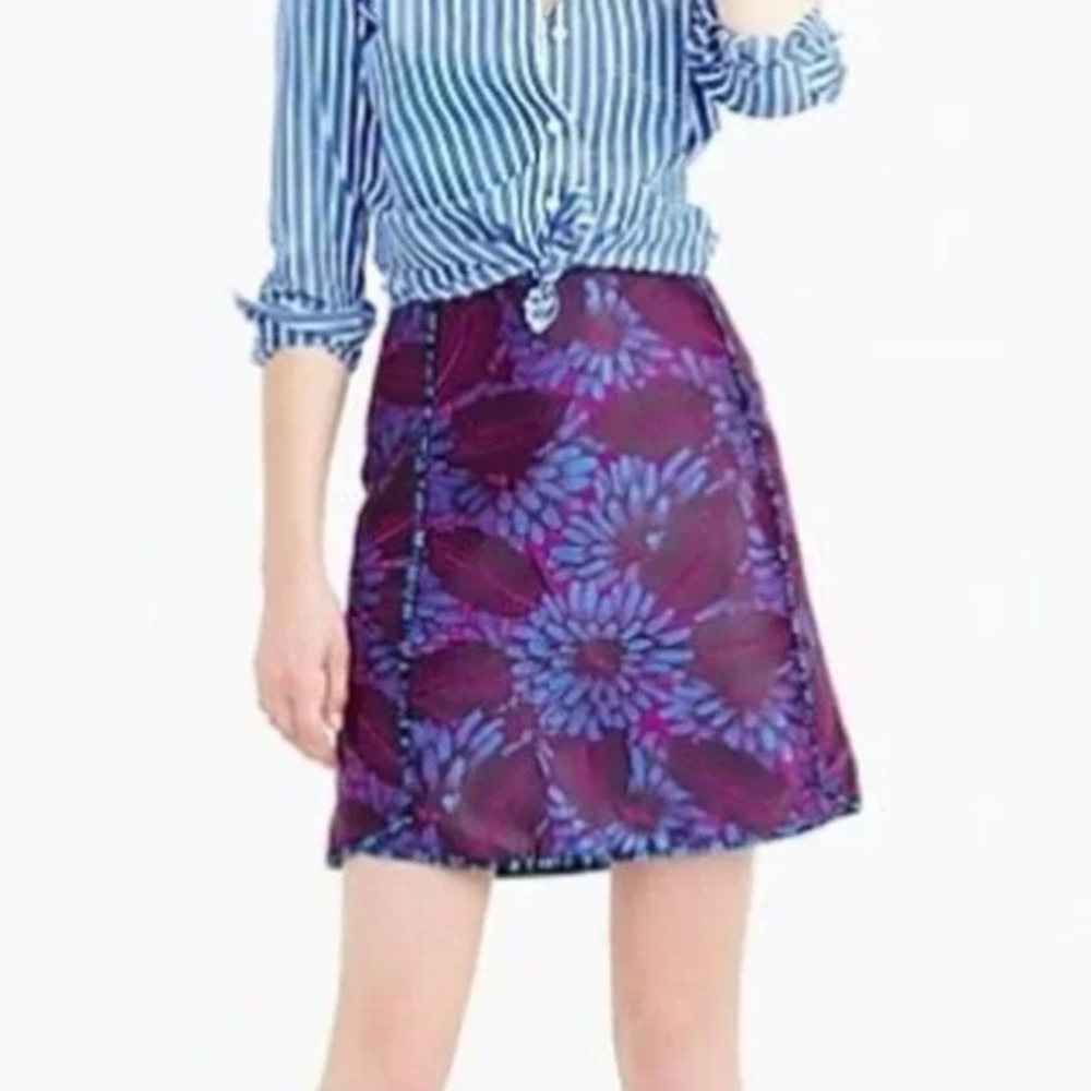 J. Crew Midnight Floral Jacquard Skirt 8